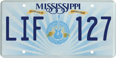 MS license plate LIF127