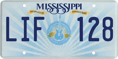 MS license plate LIF128
