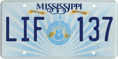MS license plate LIF137