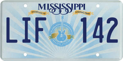 MS license plate LIF142