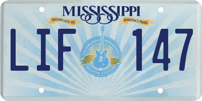 MS license plate LIF147