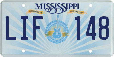 MS license plate LIF148