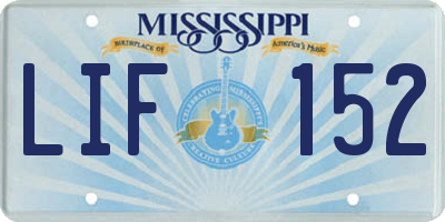 MS license plate LIF152