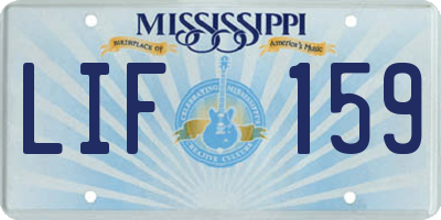 MS license plate LIF159