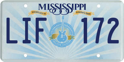 MS license plate LIF172