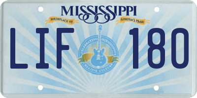 MS license plate LIF180