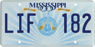 MS license plate LIF182