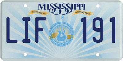 MS license plate LIF191