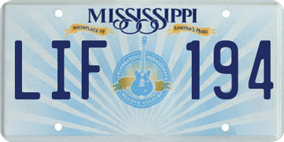 MS license plate LIF194