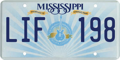 MS license plate LIF198
