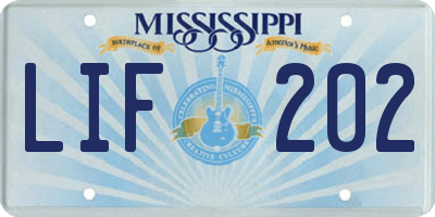 MS license plate LIF202
