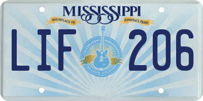 MS license plate LIF206