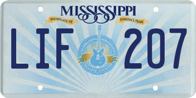 MS license plate LIF207