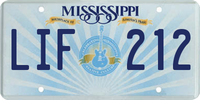 MS license plate LIF212
