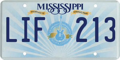 MS license plate LIF213