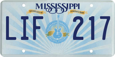 MS license plate LIF217