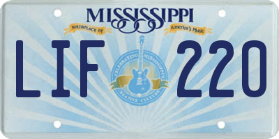 MS license plate LIF220