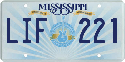 MS license plate LIF221
