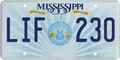MS license plate LIF230