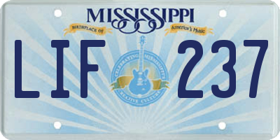 MS license plate LIF237