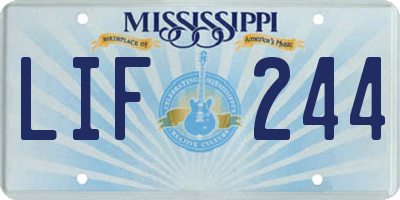 MS license plate LIF244