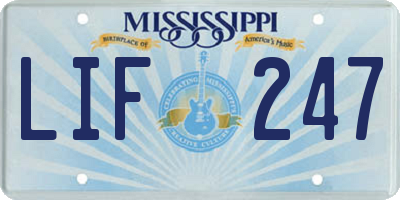 MS license plate LIF247