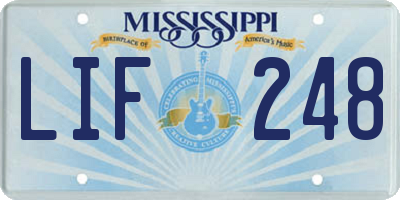 MS license plate LIF248