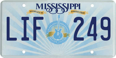 MS license plate LIF249