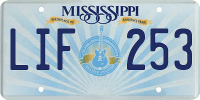 MS license plate LIF253