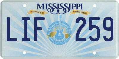 MS license plate LIF259