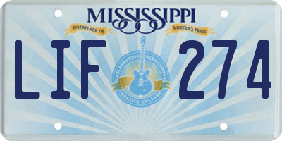 MS license plate LIF274