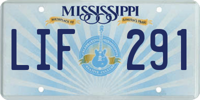 MS license plate LIF291