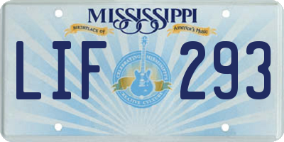 MS license plate LIF293