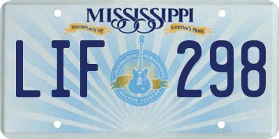 MS license plate LIF298