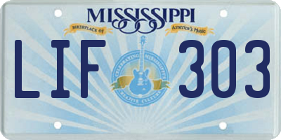 MS license plate LIF303