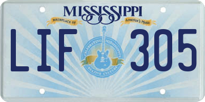 MS license plate LIF305