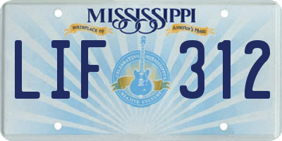 MS license plate LIF312