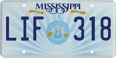 MS license plate LIF318