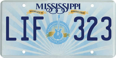 MS license plate LIF323
