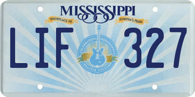 MS license plate LIF327
