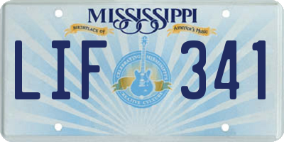 MS license plate LIF341