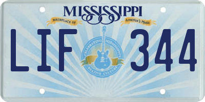 MS license plate LIF344
