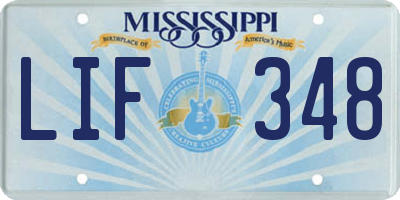 MS license plate LIF348