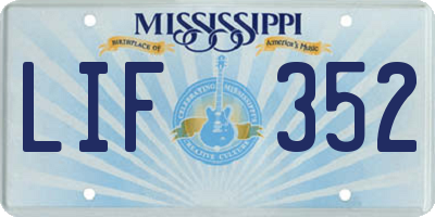MS license plate LIF352