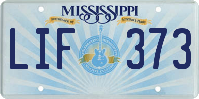 MS license plate LIF373