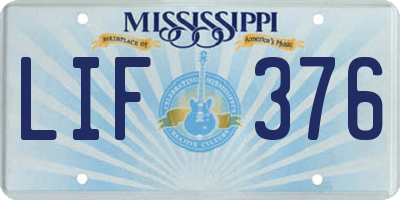 MS license plate LIF376