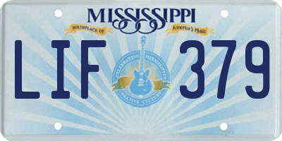 MS license plate LIF379