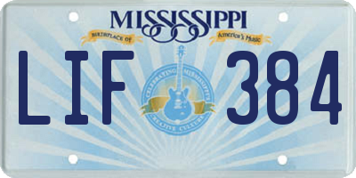MS license plate LIF384