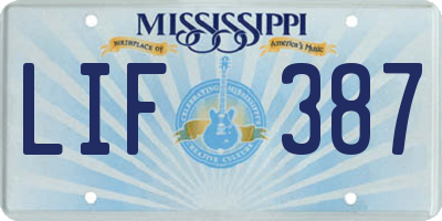 MS license plate LIF387