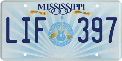 MS license plate LIF397